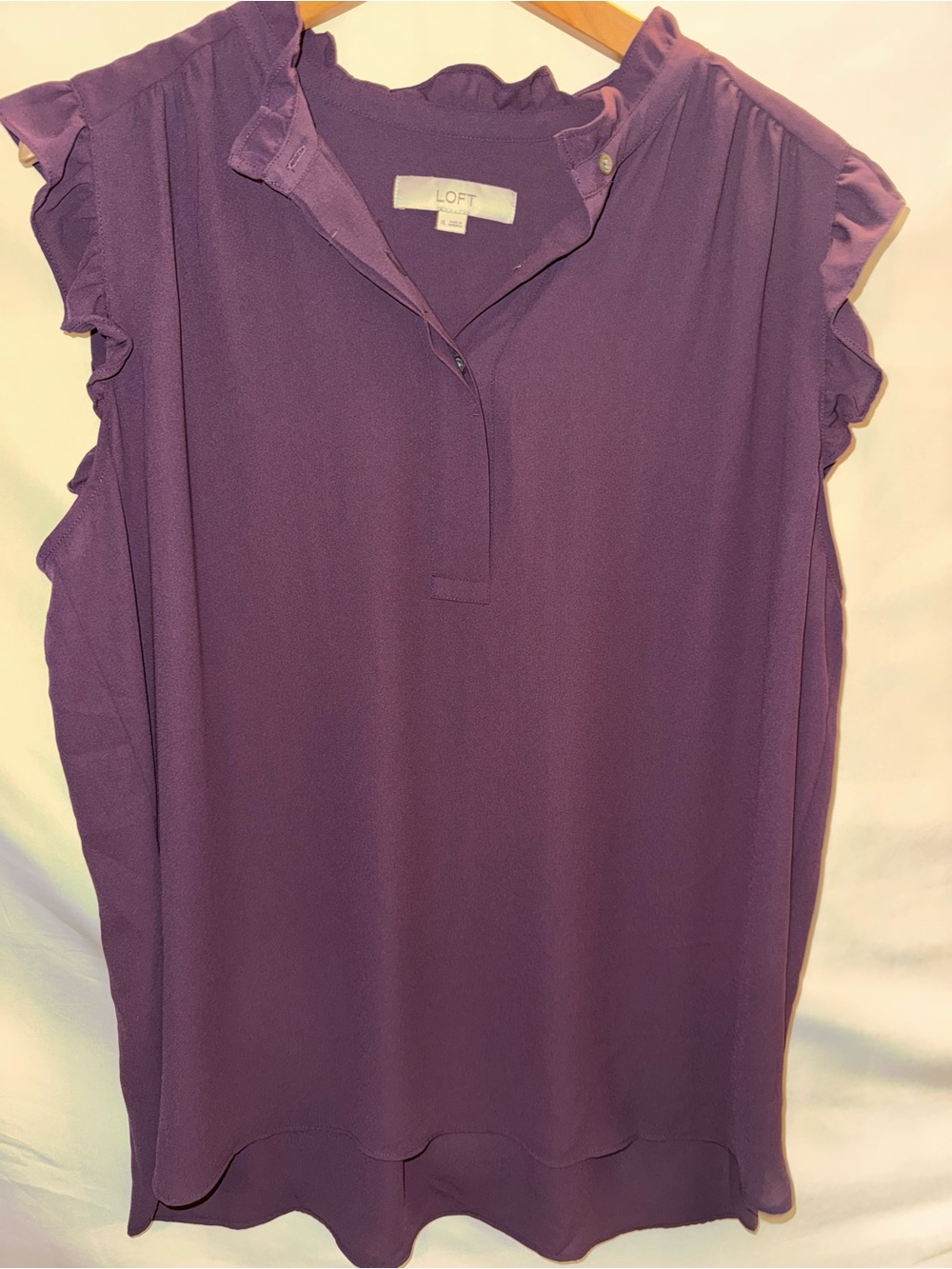 LOFT Violet Ruffle-Cap Sleeve Blouse